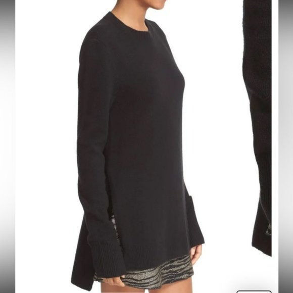 A.L.C. Black Jonathan merino wool   cashmere ribbed hem tunic sweater XS - Picture 5 of 7